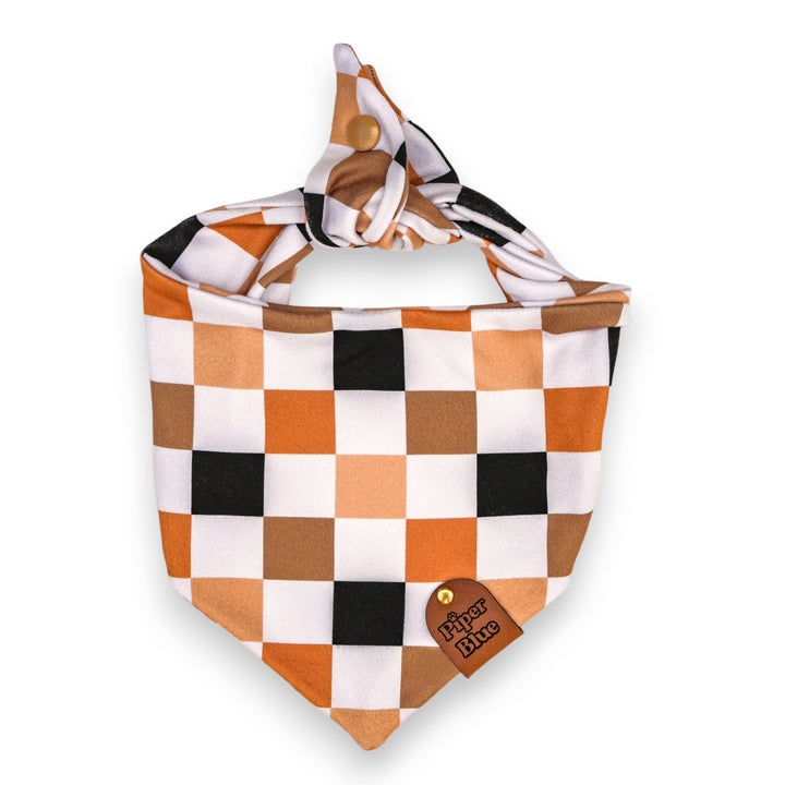 Cinnamon - Warm Neutral Checkered Fall Pet Bandana