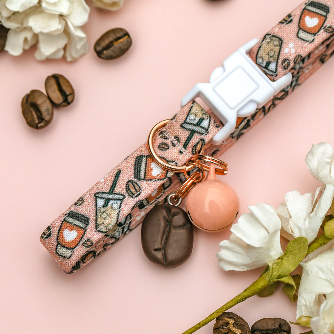 Love You Latte - Pink Coffee Cat Collar