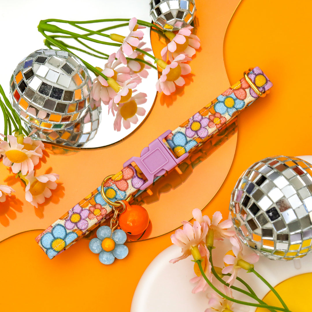 Color Me in Sunshine - Multicolored Daisy Cat Collar