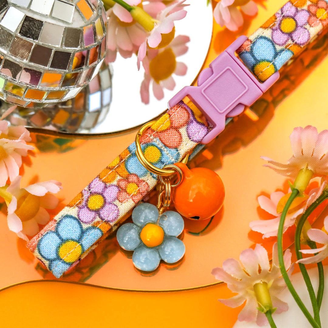 Color Me in Sunshine - Multicolored Daisy Cat Collar