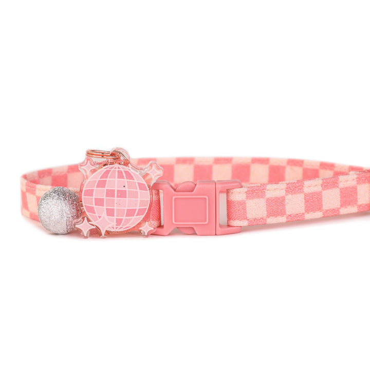 Dancing Queen - Light Pink Checkered Cat Collar