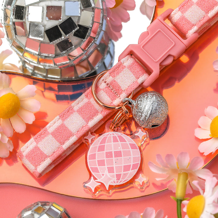 Dancing Queen - Light Pink Checkered Cat Collar