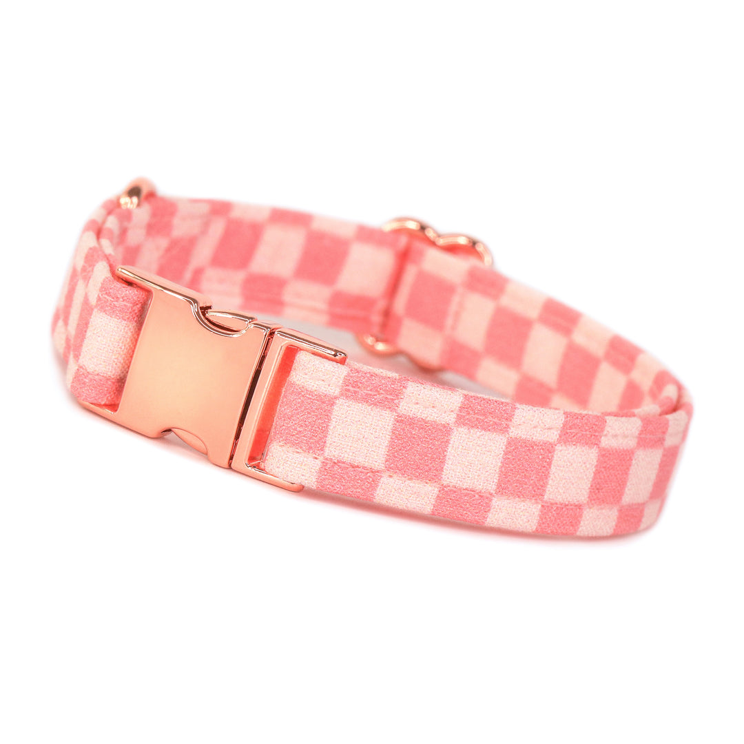 Dancing Queen- Light Pink Checkered Dog Collar