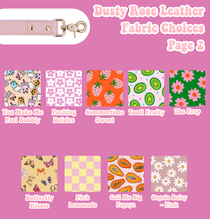 "Dusty Rose" Leather & Cotton Pattern Handle Leash