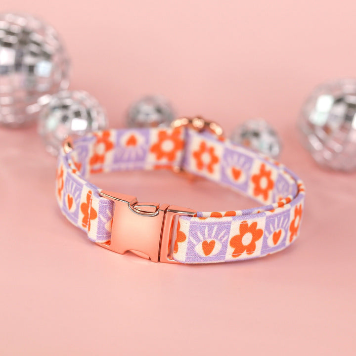 Eye Heart You - Daisy & Eye Checked Dog Collar