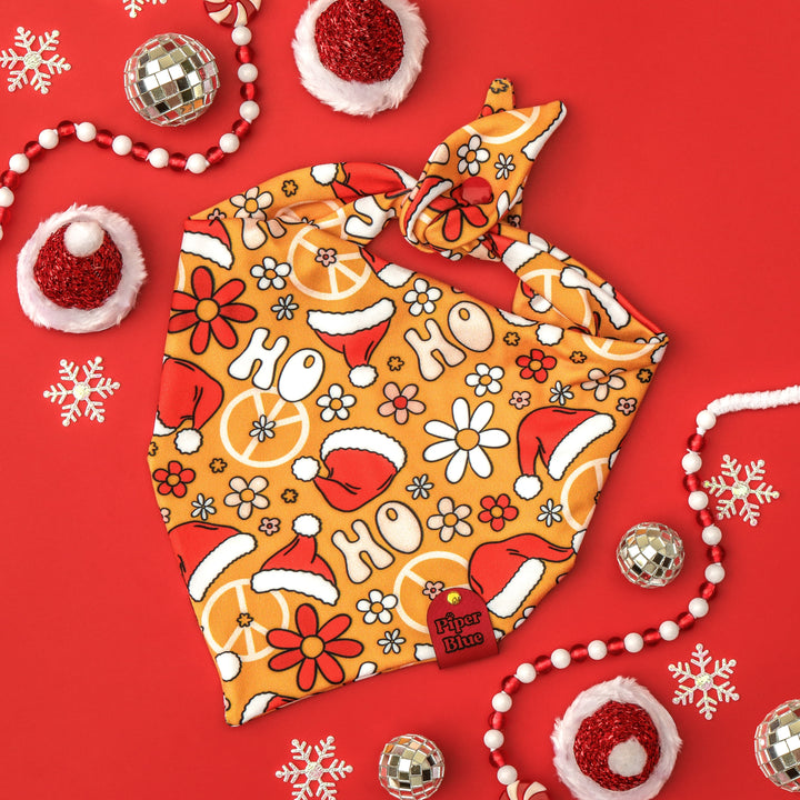 Far Out In The North Pole - Retro Hippie Santa Christmas Dog Bandana