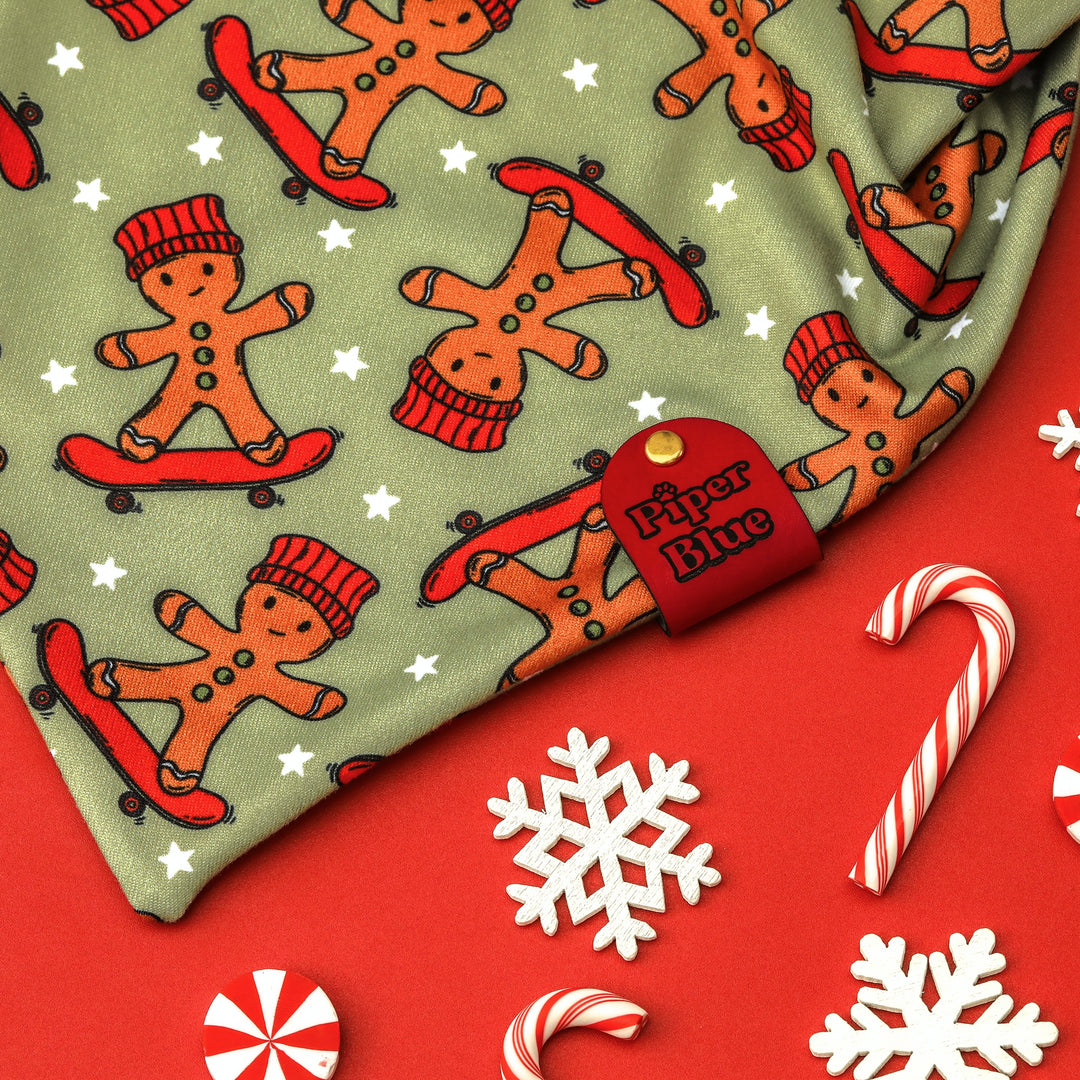 Gnarly Ginger - Skateboarding Gingerbread Man Christmas Dog Bandana