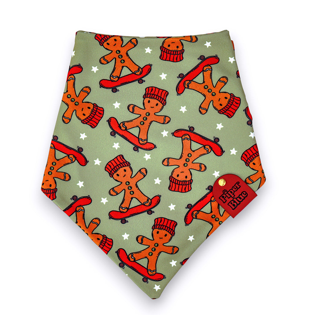 Gnarly Ginger - Skateboarding Gingerbread Man Christmas Dog Bandana