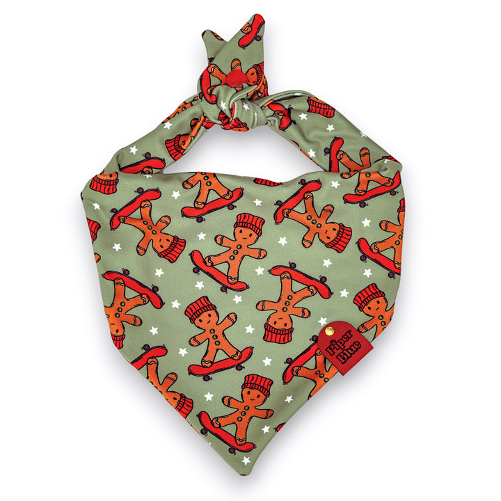 Gnarly Ginger - Skateboarding Gingerbread Man Christmas Dog Bandana