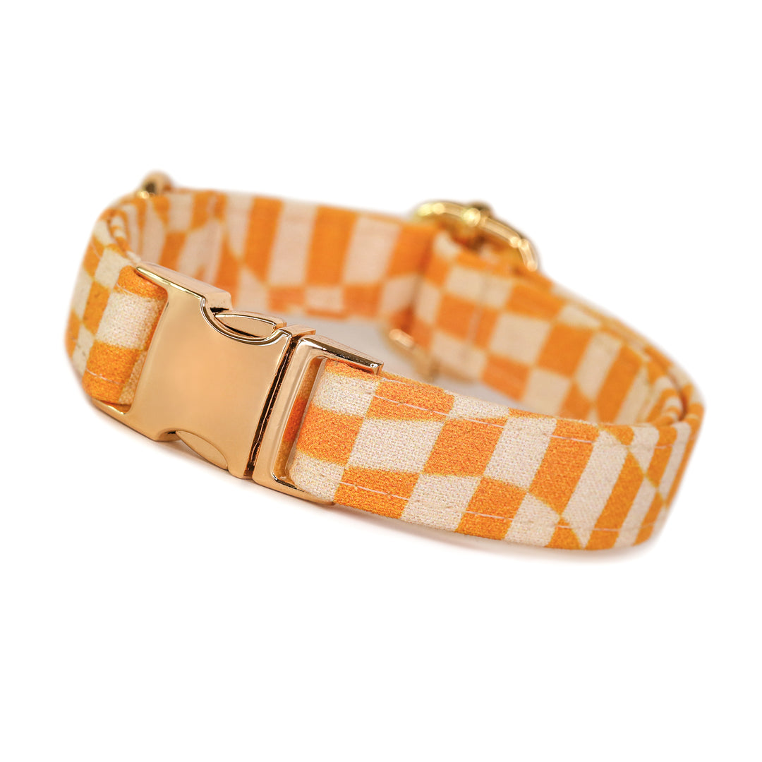 Good Vibes - Golden Checkered Dog Collar