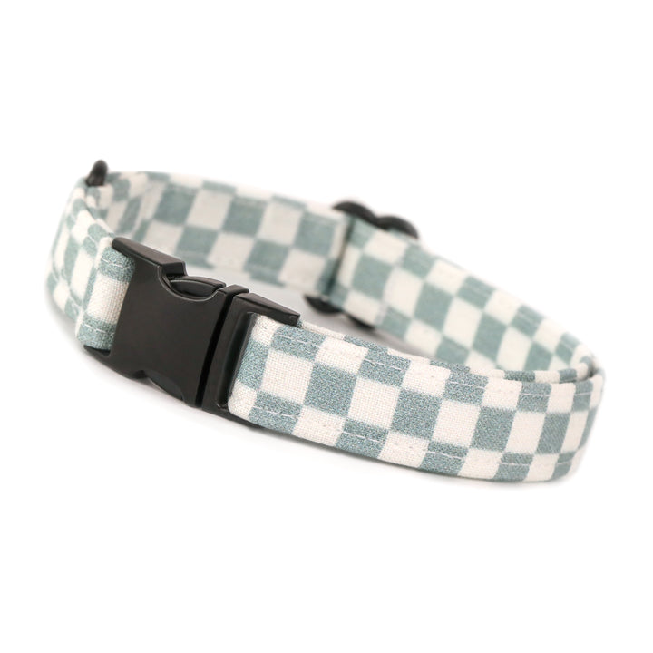 Kickin’ It - Gray Blue Checkered Dog Collar