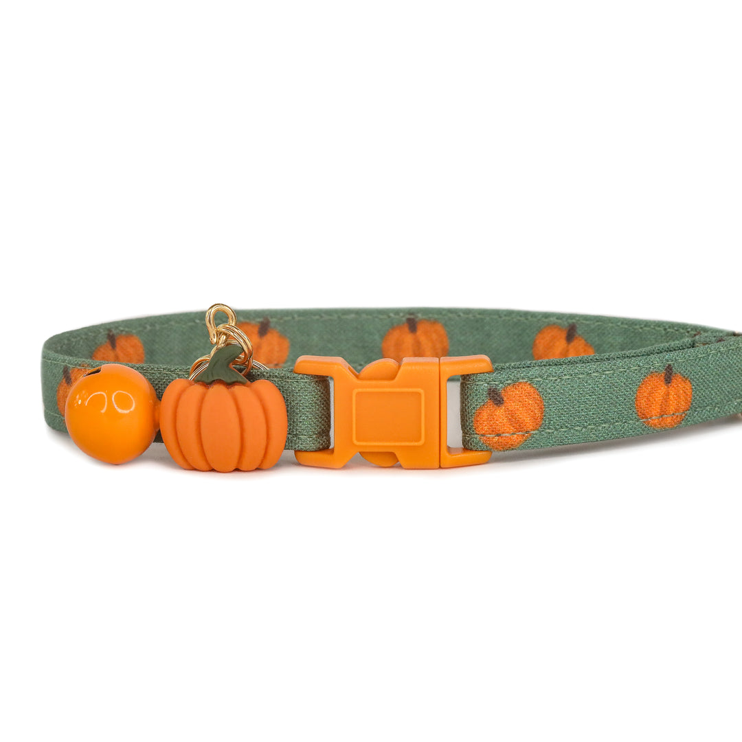 The Great Pumpkin - Forest Green Pumpkin Fall Cat Collar