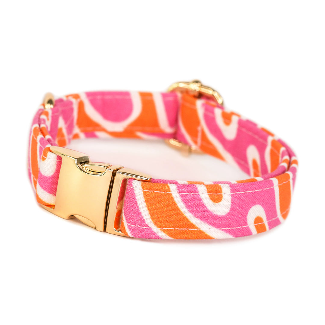 Heat Wave - Retro Hot Pink and Orange Swirled Dog Collar