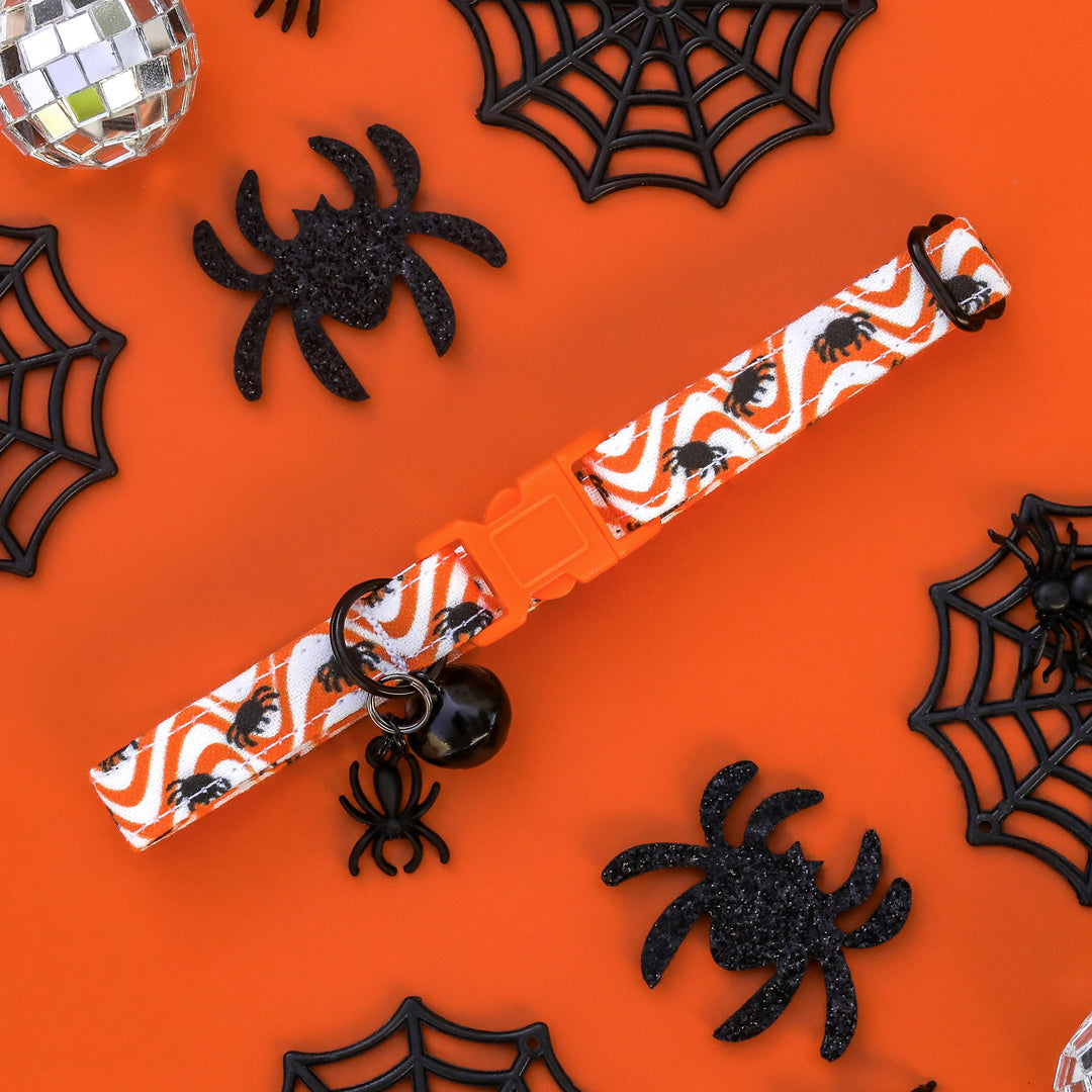 Jeepers Creepers - Halloween Wavy Orange Spider Cat Collar