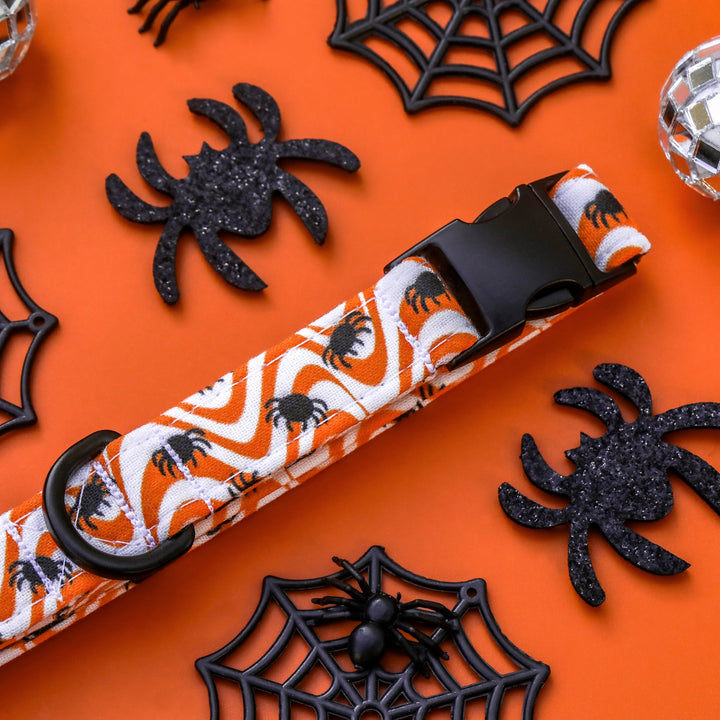 Jeepers Creepers - Groovy Halloween Orange Wavy Spider Dog Collar