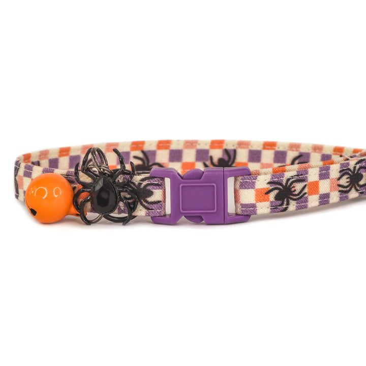 Legs For Days - Groovy Checkered Spider Halloween Cat Collar