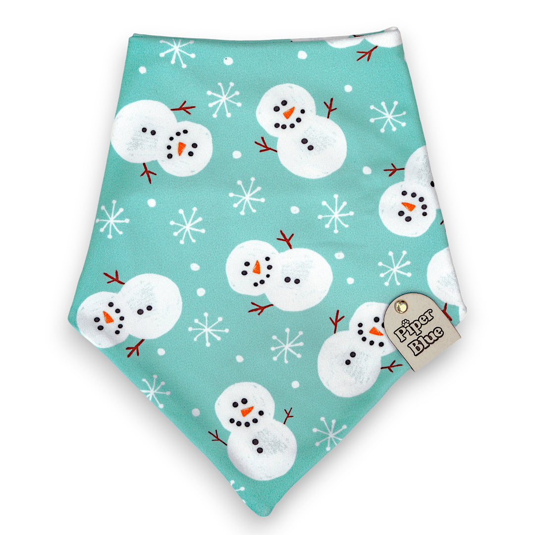 Let It Snow - Blue Winter Snowman Dog Bandana