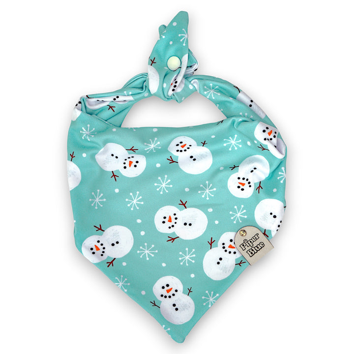 Let It Snow - Blue Winter Snowman Dog Bandana