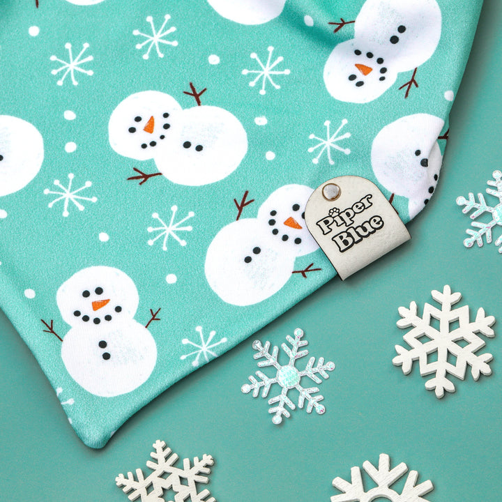 Let It Snow - Blue Winter Snowman Dog Bandana