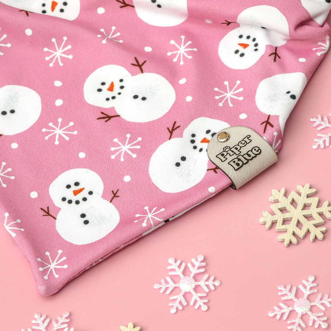 Let It Snow - Purple Winter Snowman Dog Bandana