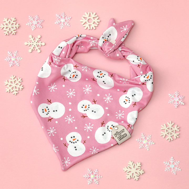 Let It Snow - Purple Winter Snowman Dog Bandana