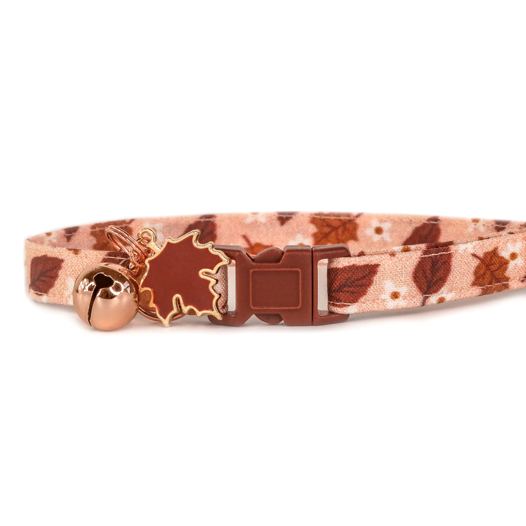 Maple - Peach Fall Leaf and Daisy Cat Collar