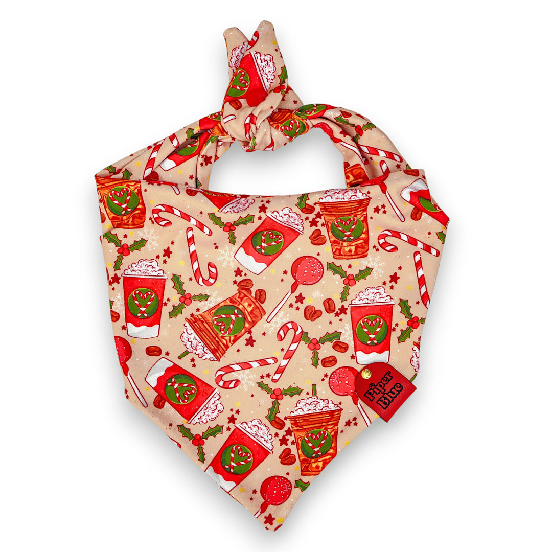 Merrily Mocha -Neutral Peppermint Mocha Christmas Dog Bandana