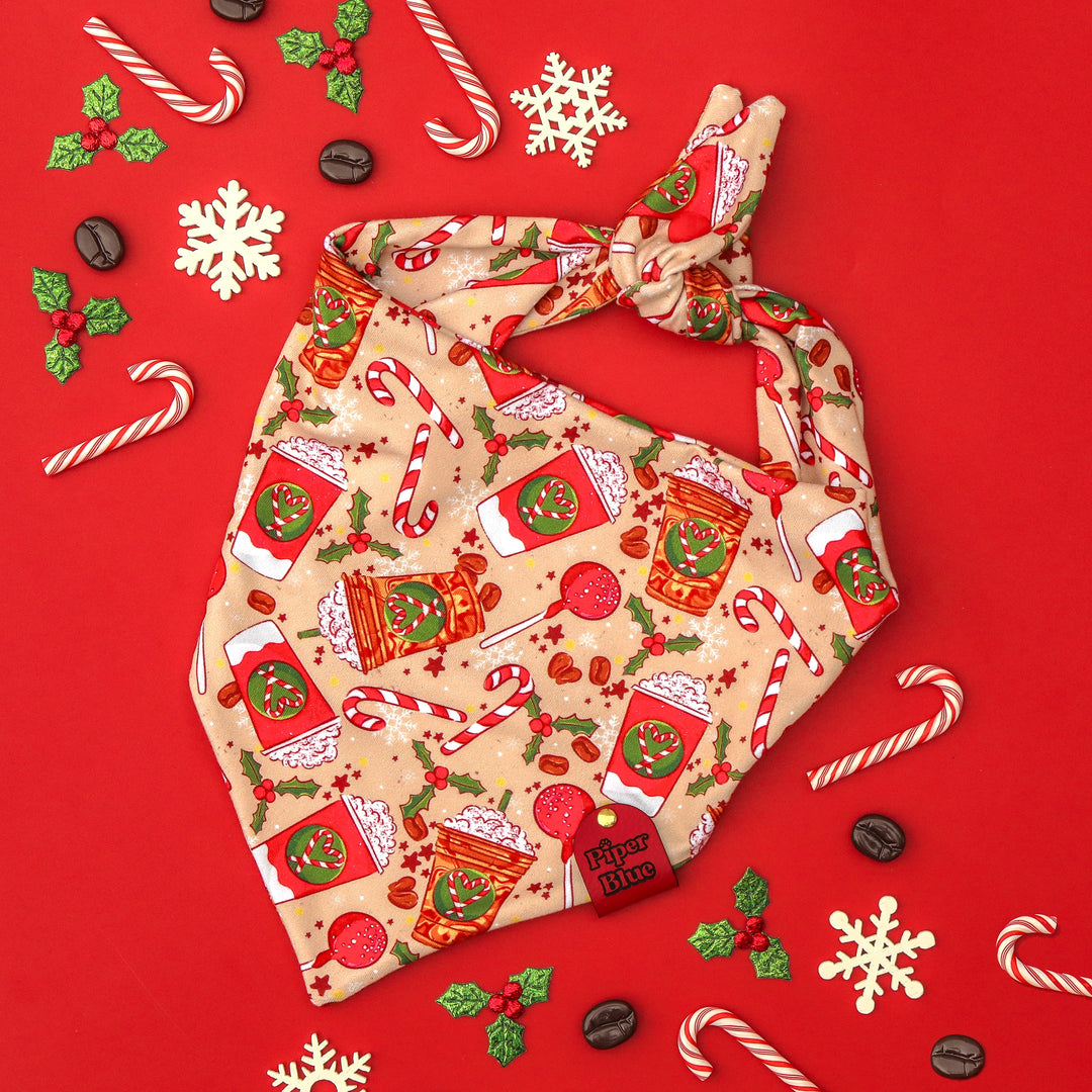 Merrily Mocha -Neutral Peppermint Mocha Christmas Dog Bandana