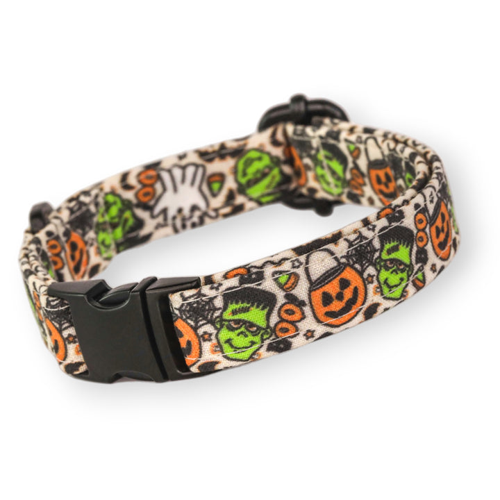 Monster Mash - Jack-O-Lantern and Frankenstein Halloween Dog Collar