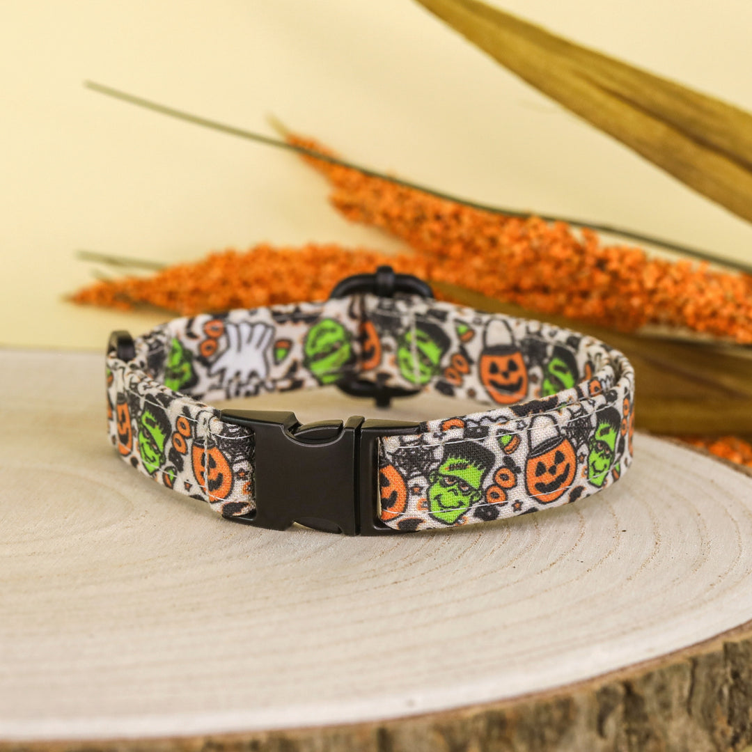 Monster Mash - Jack-O-Lantern and Frankenstein Halloween Dog Collar