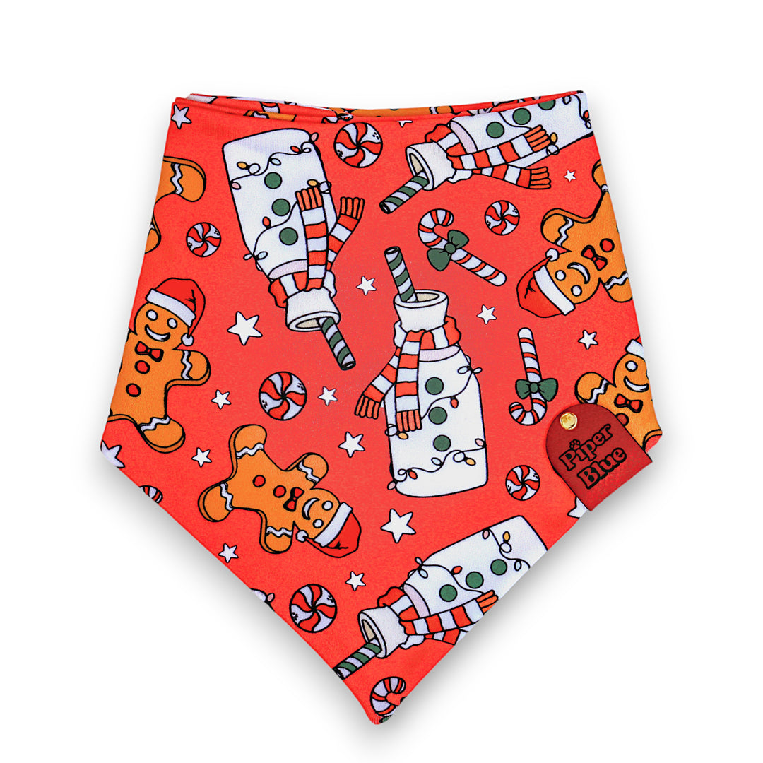 Santa's Sweets - Milk And Gingerbread Cookie Christmas Dog Bandana