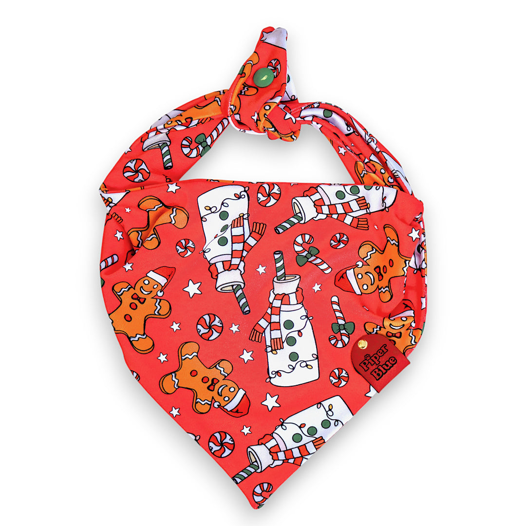 Santa's Sweets - Milk And Gingerbread Cookie Christmas Dog Bandana