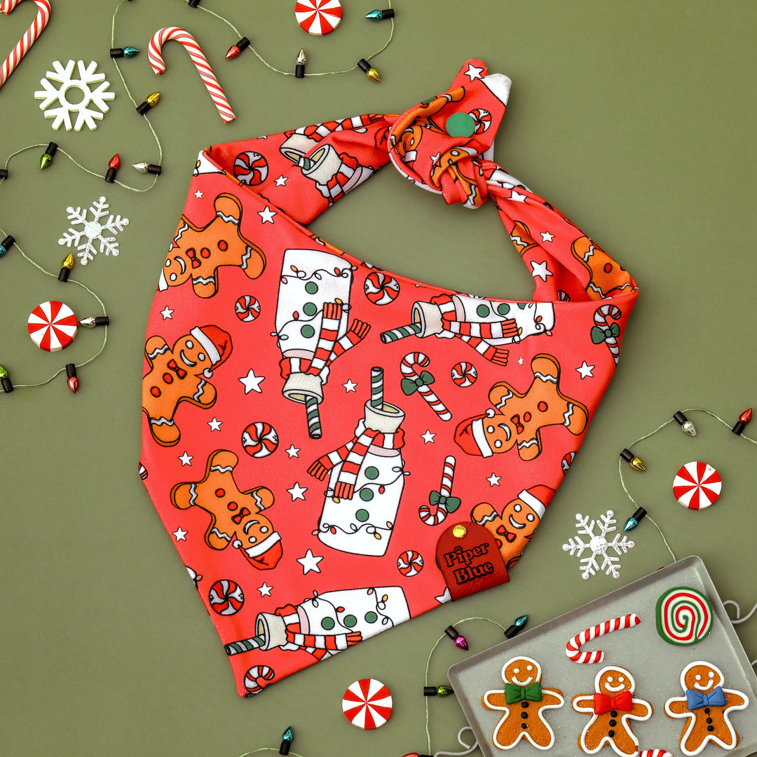 Santa's Sweets - Milk And Gingerbread Cookie Christmas Dog Bandana