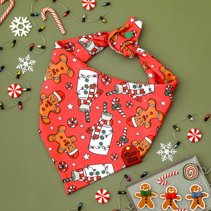 Santa's Sweets - Milk And Gingerbread Cookie Christmas Dog Bandana