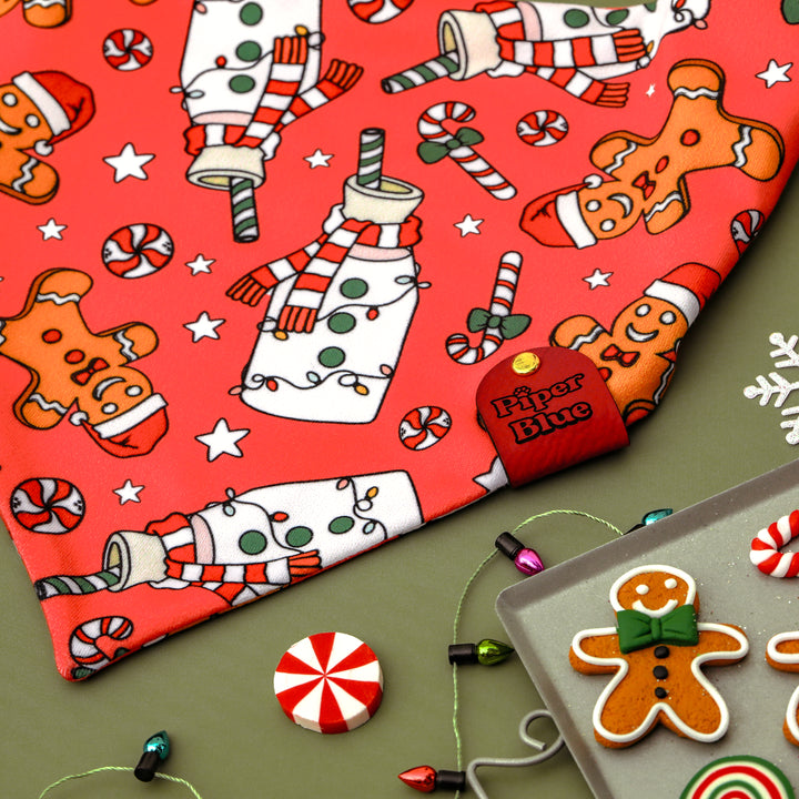 Santa's Sweets - Milk And Gingerbread Cookie Christmas Dog Bandana