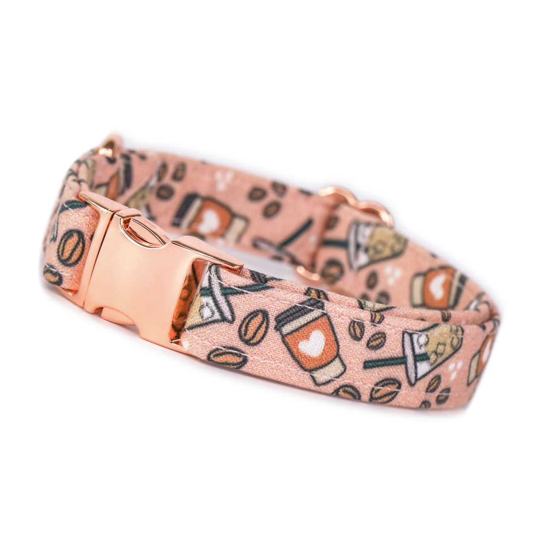 Love You Latte - Pink Coffee Dog Collar