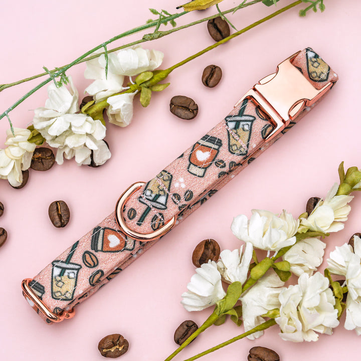 Love You Latte - Pink Coffee Dog Collar