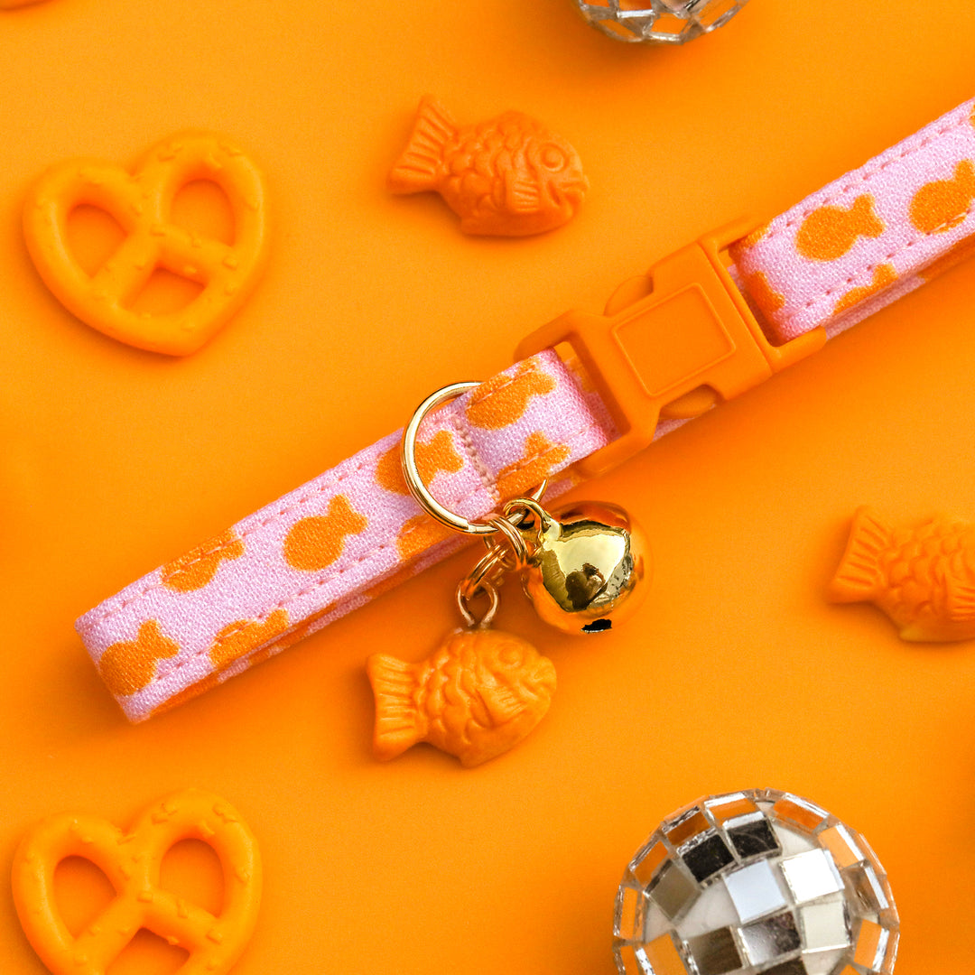 Just Keep Swimming - Pink Goldfish Cat Collar