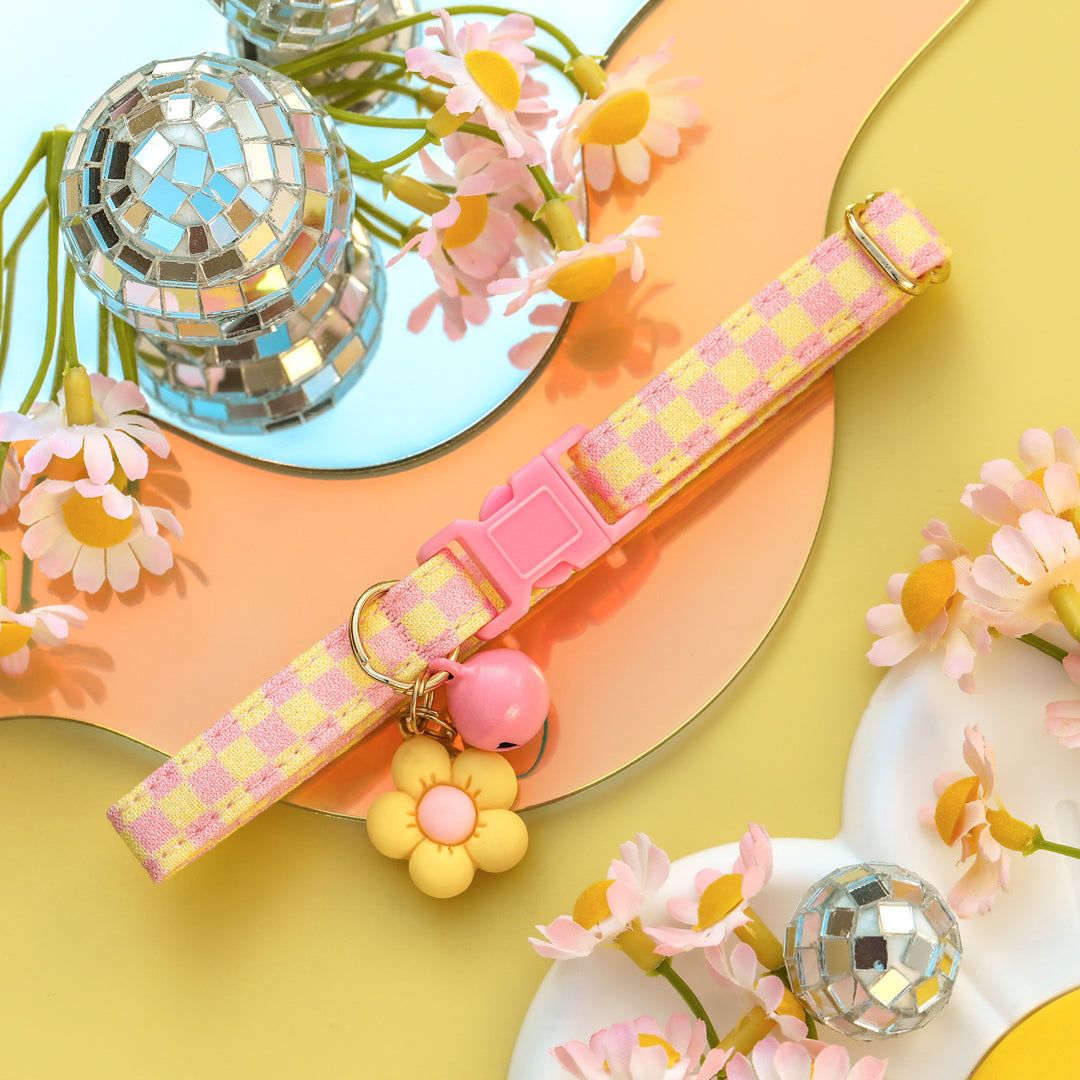 Pink Lemonade - Pastel Pink & Yellow Cat Collar