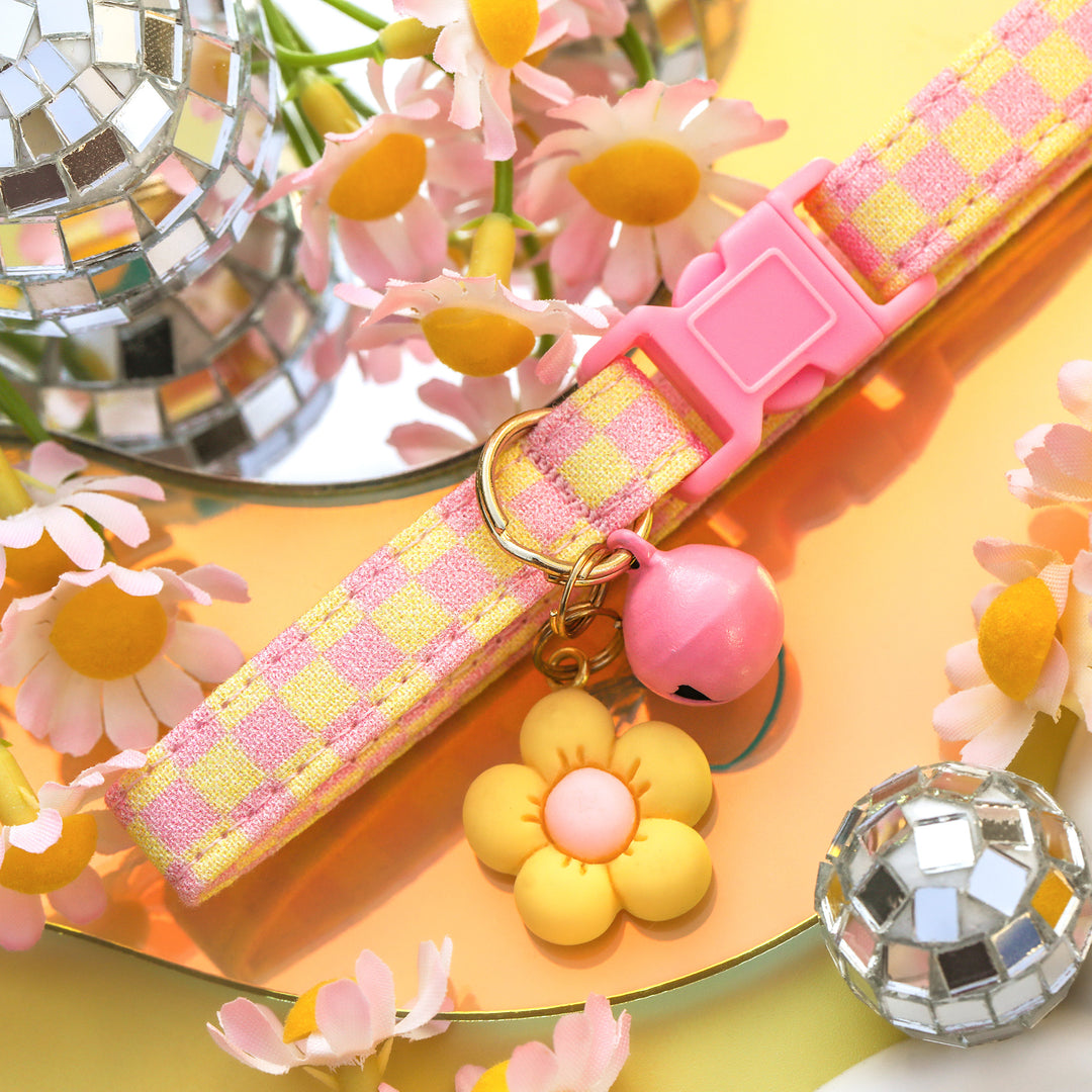 Pink Lemonade - Pastel Pink & Yellow Cat Collar