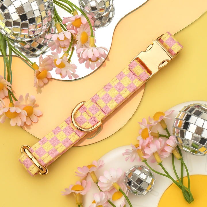 Pink Lemonade - Pastel Pink & Yellow Dog Collar