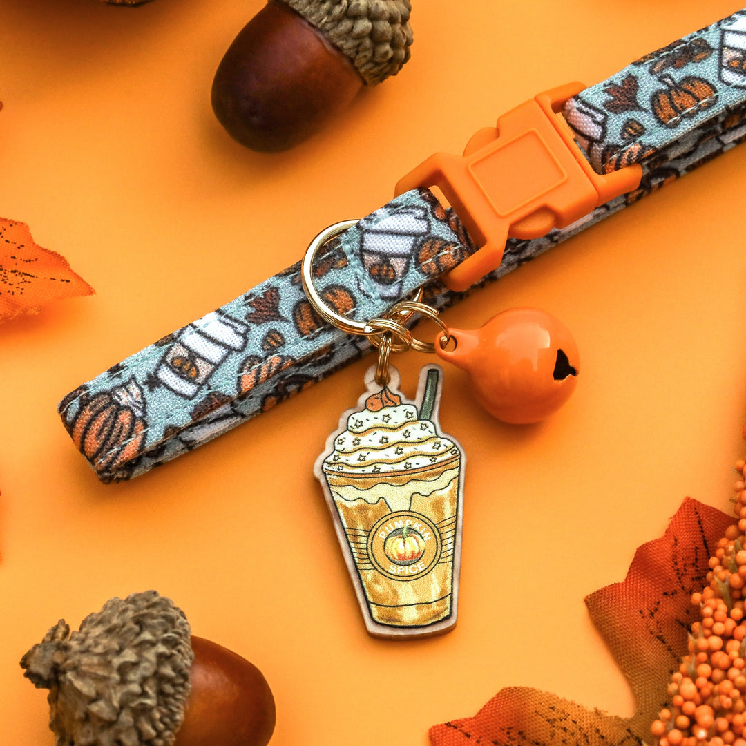 PSL Addict - Blue Fall Pumpkin Spice Latte Cat Collar