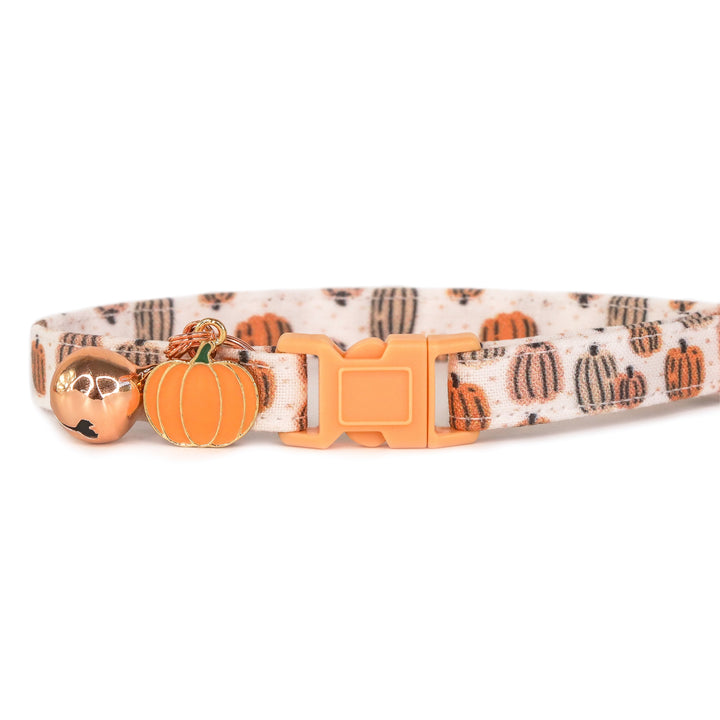 Give 'Em Pumpkin To Talk About - Peachy Neutral Pumpkin Fall Cat Collar