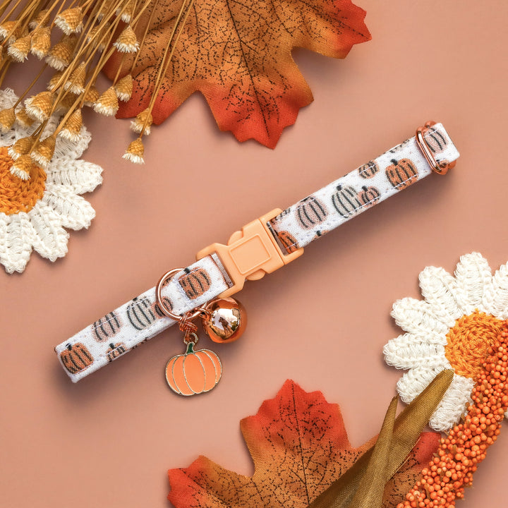 Give 'Em Pumpkin To Talk About - Peachy Neutral Pumpkin Fall Cat Collar