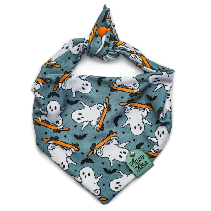 He was a Skater Boo - Skateboarding Ghost Halloween Pet Bandana