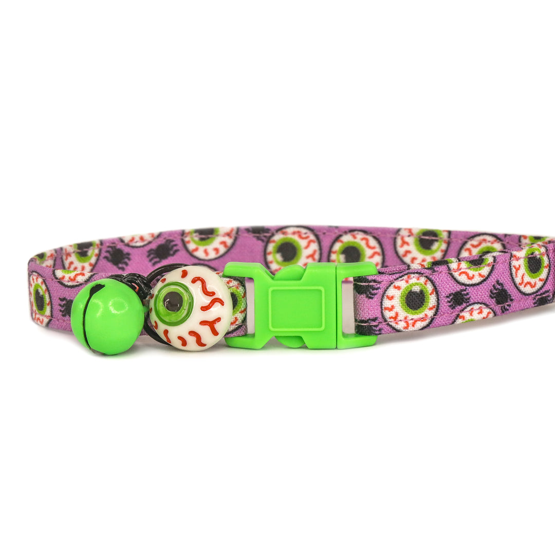 Somebody's Watching Me - Purple Spooky Eyeball Halloween Cat Collar