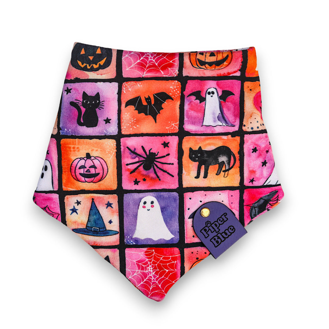 Spellbound - Pink and Purple Witchy Checkered Halloween Pet Bandana