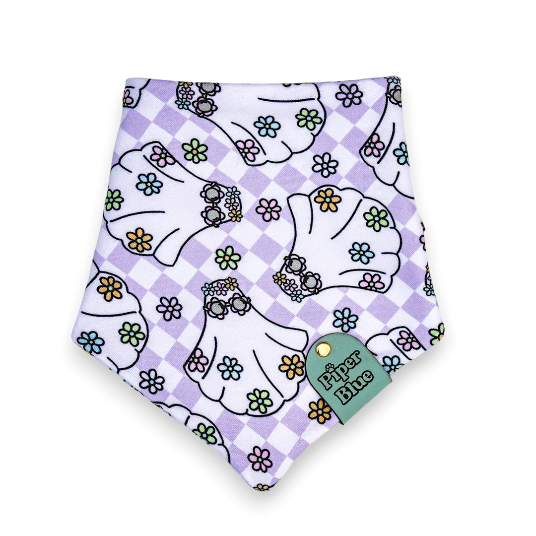 Squad Ghouls - Purple Retro Checkered Halloween Daisy Ghosts Pet Bandana