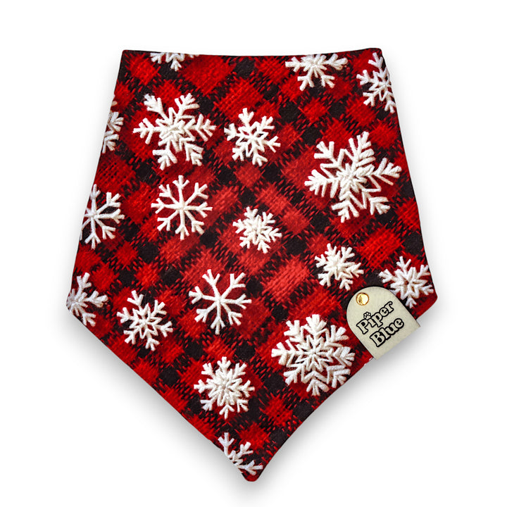 Sweater Weather - Buffalo Plaid Snowflake Christmas Dog Bandana