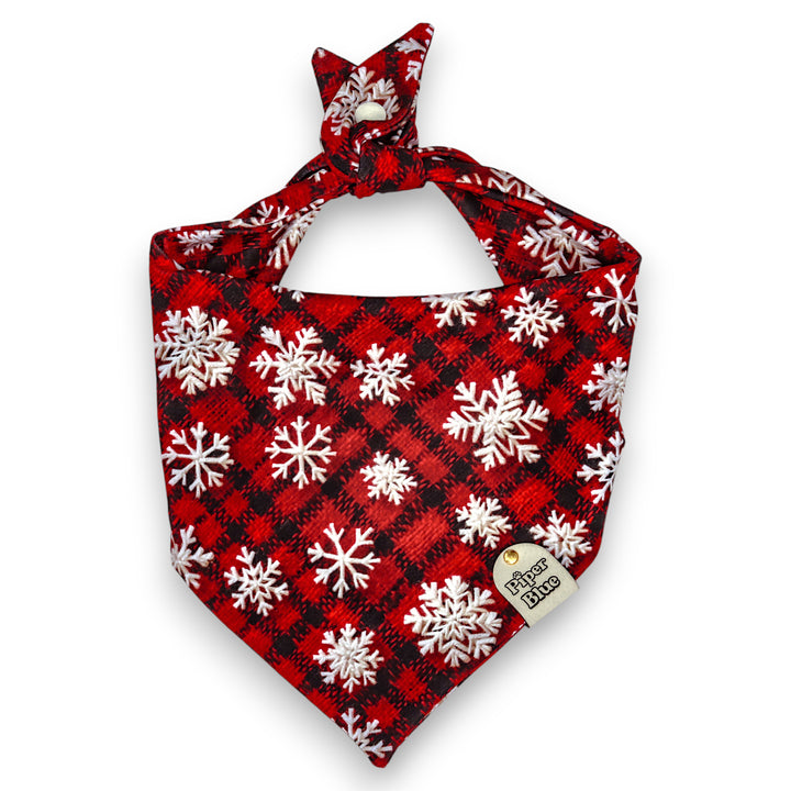 Sweater Weather - Buffalo Plaid Snowflake Christmas Dog Bandana